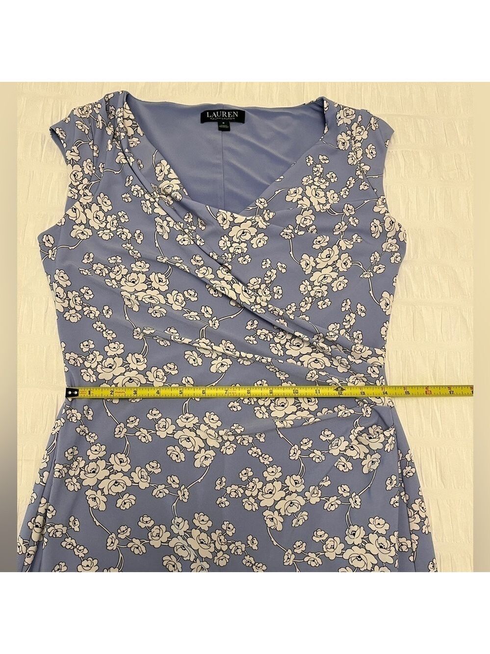 LAUREN Ralph Lauren Faux Wrap Front Midi Dress Floral V Neck Party Occasion Chic - Picture 14 of 15